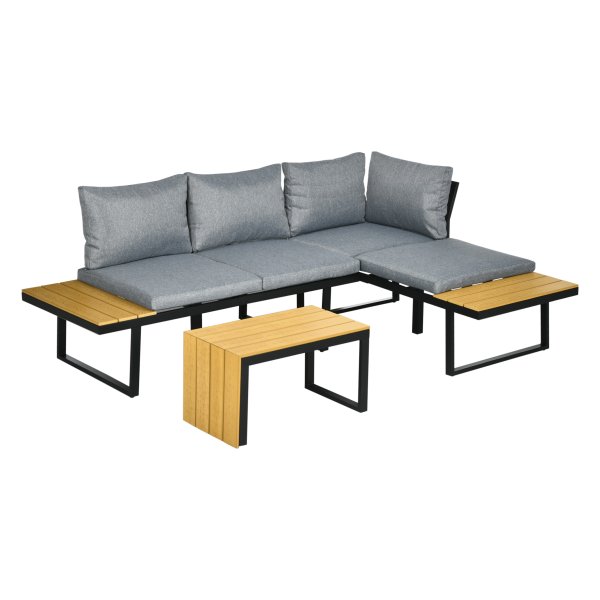 Tuinmeubelset - Aluminium frame – Zitkussens - Donkergrijs