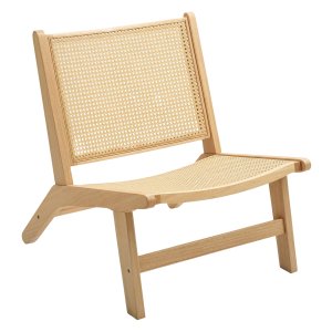 Leesstoel - RelaxLife - Rotan rugleuning - Natuurlijk houtkleur