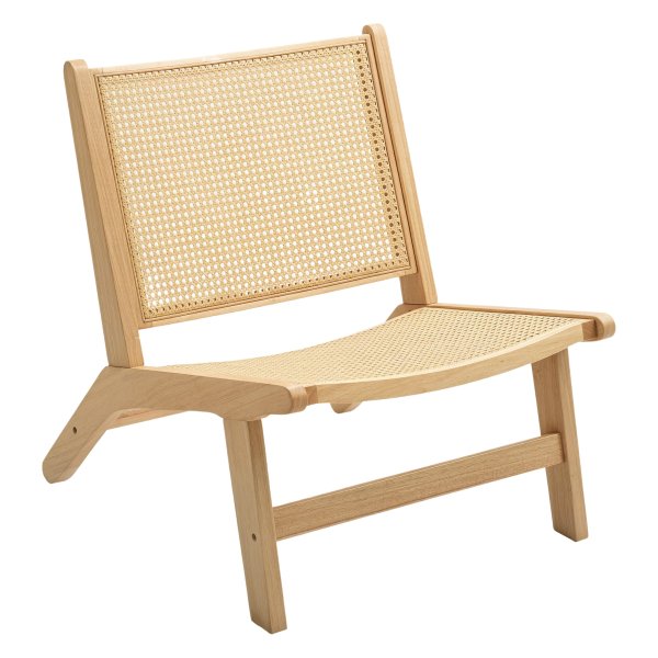 Leesstoel - RelaxLife - Rotan rugleuning - Natuurlijk houtkleur
