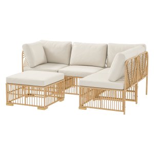Tuinset – Polyrattan - Hoekbank - Weerbestendig - Crèmekleurig