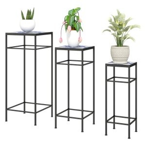 Plantenstandaards - Bloomingville - 3 standaards - Metaal - Blauw+Wit