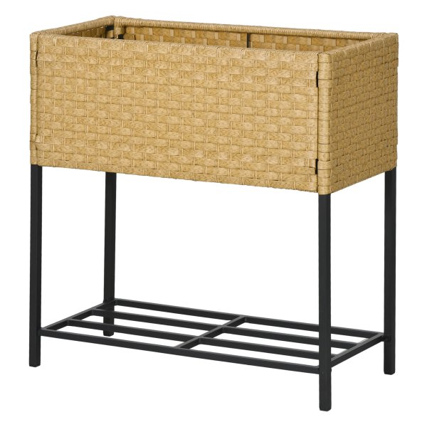 Bloembak - LuxGarden - Hoog model - Polyrotan - Zandkleurig