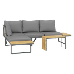 Tuinmeubelset - Acaciahout - Verstelbare rugleuning - Lichtgrijs