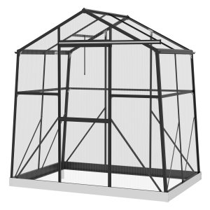 Kweekhuis - Aluminium - Met raam en schuifdeur - Zwart