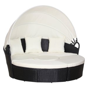 Loungeset - Luxe Rieten - Zonnedak - Kussens - Crème