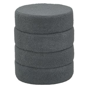 Voetenbank - Luxe teddyfleece - Stevig en comfortabel - Donkergrijs.