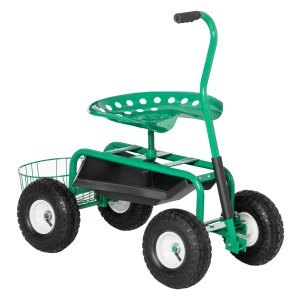 Tuinwagen - GreenWorks - Draaibare zitting - Verstelbare hoogte - Groen