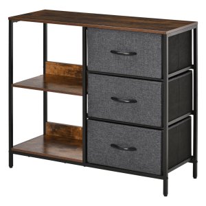Opbergkast - Stoffen lades - Metalen frame - Bruin/Grijs