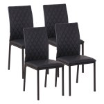 Eetkamerstoelen – Zaza Home - Gewatteerd en stalen poten - Zwart