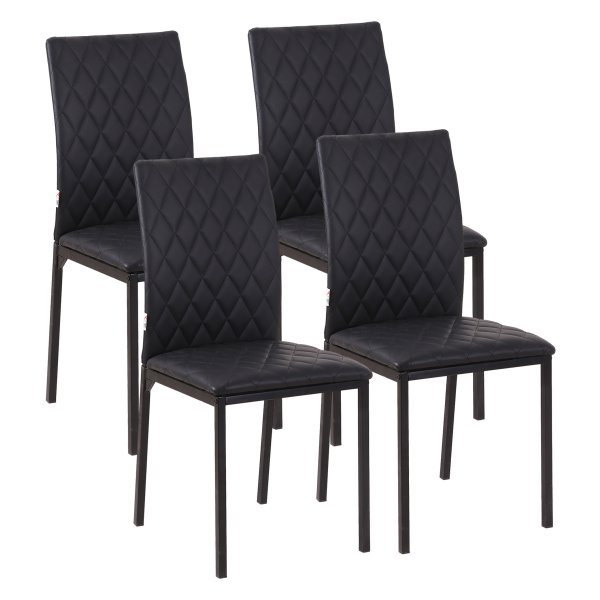 Eetkamerstoelen – Zaza Home - Gewatteerd en stalen poten - Zwart