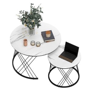 Salontafel - Luxe Design - Marmerlook - Wit
