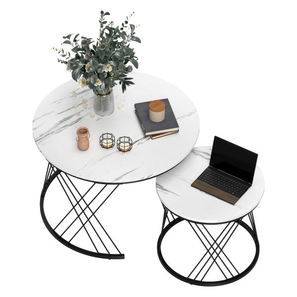Salontafel - Luxe Design - Marmerlook - Wit