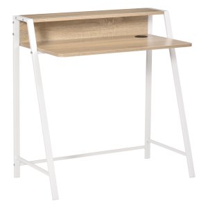 Werkbureau - Stijlvolle Werkplek - Opbergcompartiment - Kabelmanagement - Wit/Eikenhout