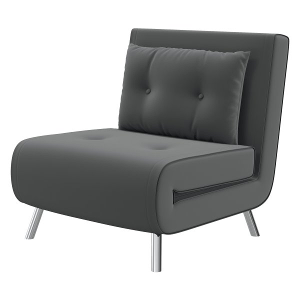 Fauteuil - Slaapfunctie - Knoopverwerking – Linnenlook - Donkergrijs