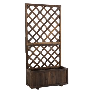 Plantenbak - - Verhoogd met klimrek - Bloembak - Zwart