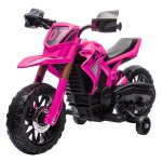 Kindermotor - Elektrisch - Ondersteunende wielen - Roze