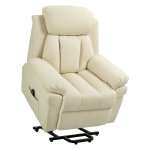 Fauteuil - RelaxLife - elektrische ontspanningsfunctie - synthetisch leer - crèmekleur