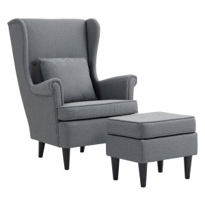 Fauteuil - Comfortabele en gestoffeerde - Rubberhouten poten - Grijs