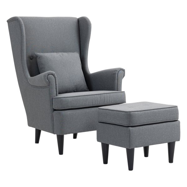Fauteuil - Comfortabele en gestoffeerde - Rubberhouten poten - Grijs