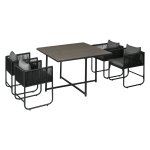Tuinset - Luxe Garden - 4 verstelbare stoelen - Bijzettafel - Grijs