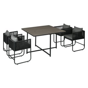 Tuinset - Luxe Garden - 4 verstelbare stoelen - Bijzettafel - Grijs