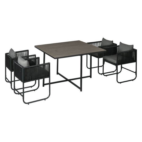 Tuinset - Luxe Garden - 4 verstelbare stoelen - Bijzettafel - Grijs