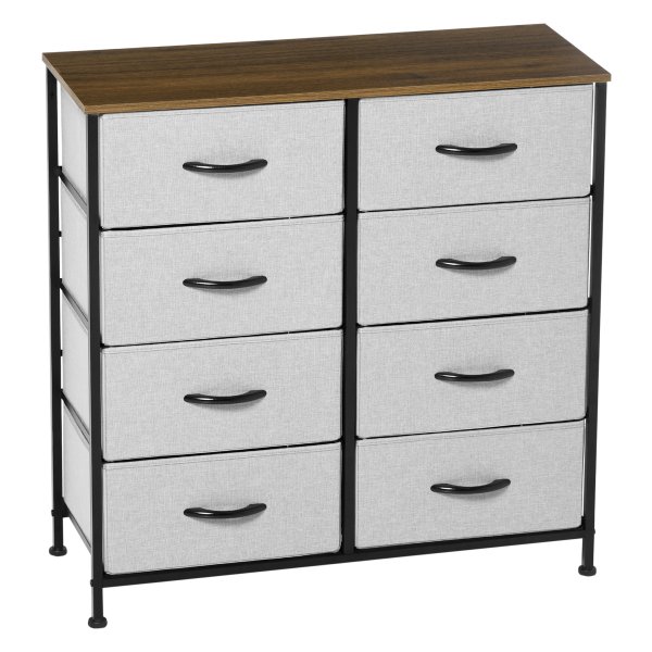 Ladekast - Stoffen lades - Metalen frame - Grijs/Zwart