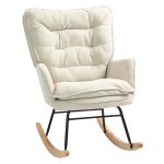Schommelstoel - Comfortabel - Beukenhouten frame - Beige