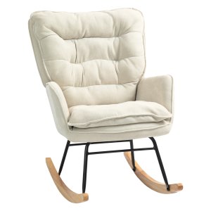 Schommelstoel - Comfortabel - Beukenhouten frame - Beige