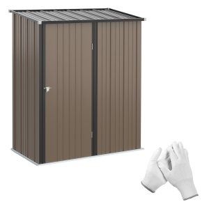 Gereedschapsschuurtje - Metalen tuinhuis - Lessenaarsdak - Bruin