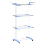 Kledingdroger - Rolstandaard - Uittrekbare kledingtoren - Staalblauw