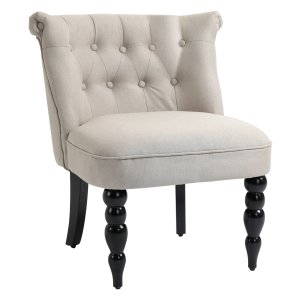 Fauteuil - Retro Comfort - Linnen Bekleding - Beige/Zwart