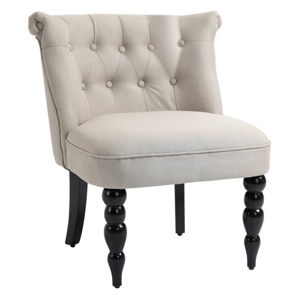 Fauteuil - Retro Comfort - Linnen Bekleding - Beige/Zwart