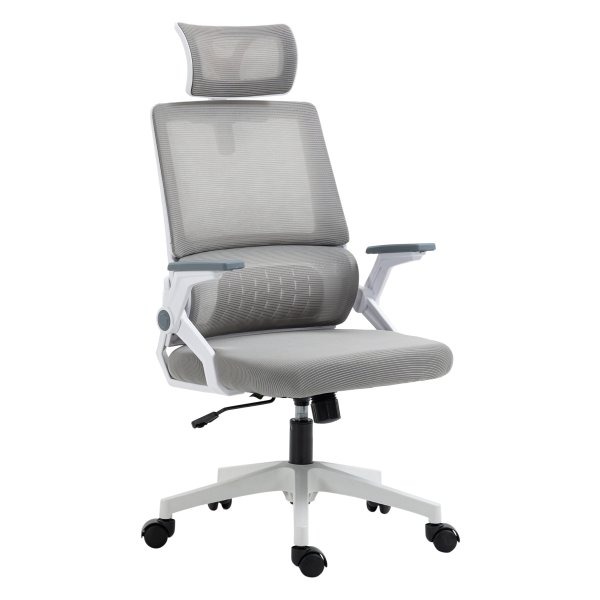 Bureaustoel - Ergonomisch - Hoofdsteun - Grijs