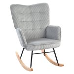 Schommelstoel - Vintage design - Dikke bekleding - Lichtgrijs