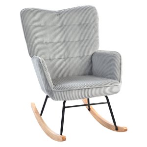 Schommelstoel - Vintage design - Dikke bekleding - Lichtgrijs