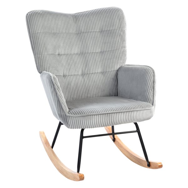 Schommelstoel - Vintage design - Dikke bekleding - Lichtgrijs