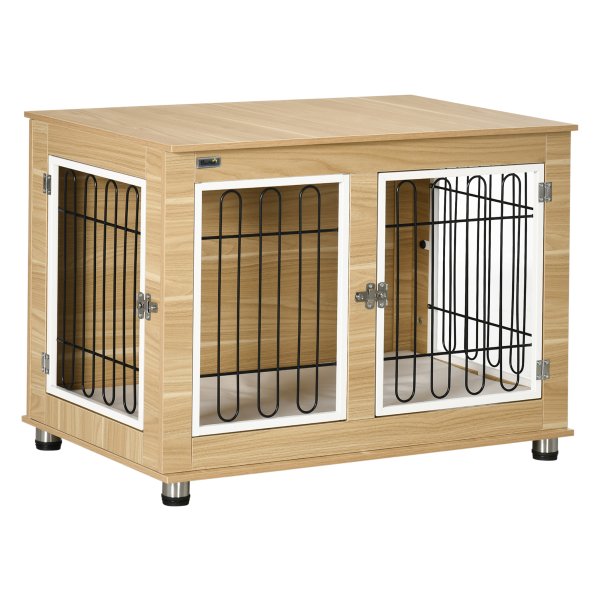 Hondenkennel - LuxePaw - Tafelbladkussen - Dubbele deuren - Eikenhouten