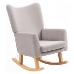 Fauteuil - Schommelstoel - Retro design - Hoge rugleuning - Lichtgrijs