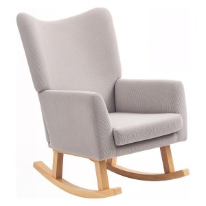 Fauteuil - Schommelstoel - Retro design - Hoge rugleuning - Lichtgrijs