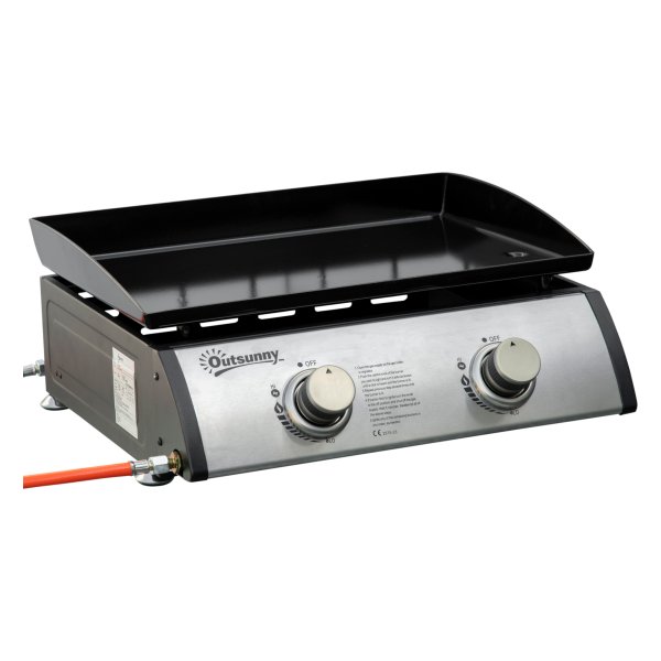 Gasbarbecue -- 2 branders – antiaanbaklaag - zwart