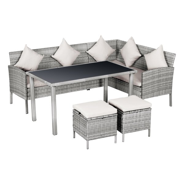 Tuinmeubelset – LuxeLife - Rieten design – Metaal - Grijs