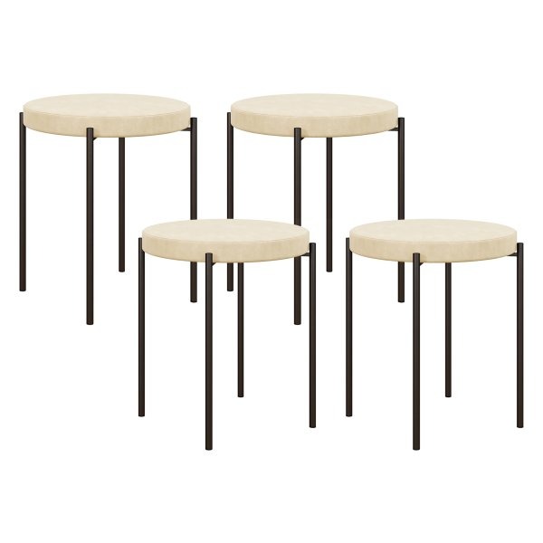 Keukenkrukken - Set van 4 - Stapelbaar & comfortabel - Crèmewit