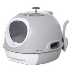 Kattenbak - HappyCat - Met overkapping - Draagbaar - Grijs