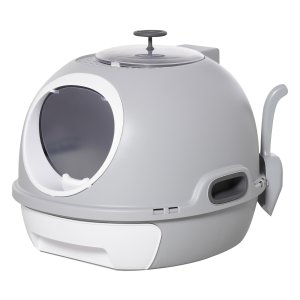 Kattenbak - HappyCat - Met overkapping - Draagbaar - Grijs