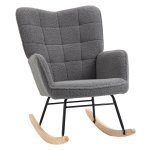 Schommelstoel - Zaza Home - Relax - Lamswolimitatie - Donkergrijs