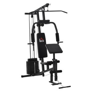 Multigym - Fitness Station - Staal en Synthetisch Leer - Zwart