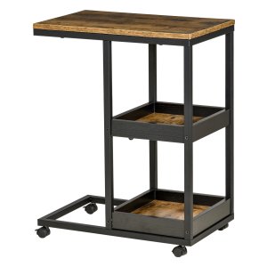 Tafel - Wieltjes - Industrieel design – Staal - Bruin