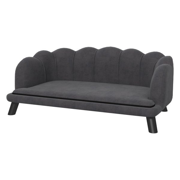 Hondenbed - ComfortPets - met rugleuning - zachte kussenhoes - donkergrijs