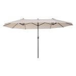 Tuinscherm - Dubbele zonnescherm – Handmatig bediend - Beige